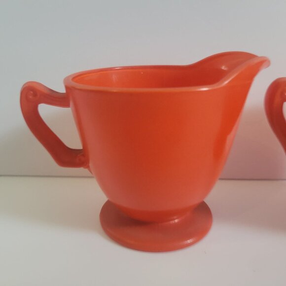 Vintage Anchor Hocking Rainbow Tangerine Cream & Sugar Set - Picture 2 of 5
